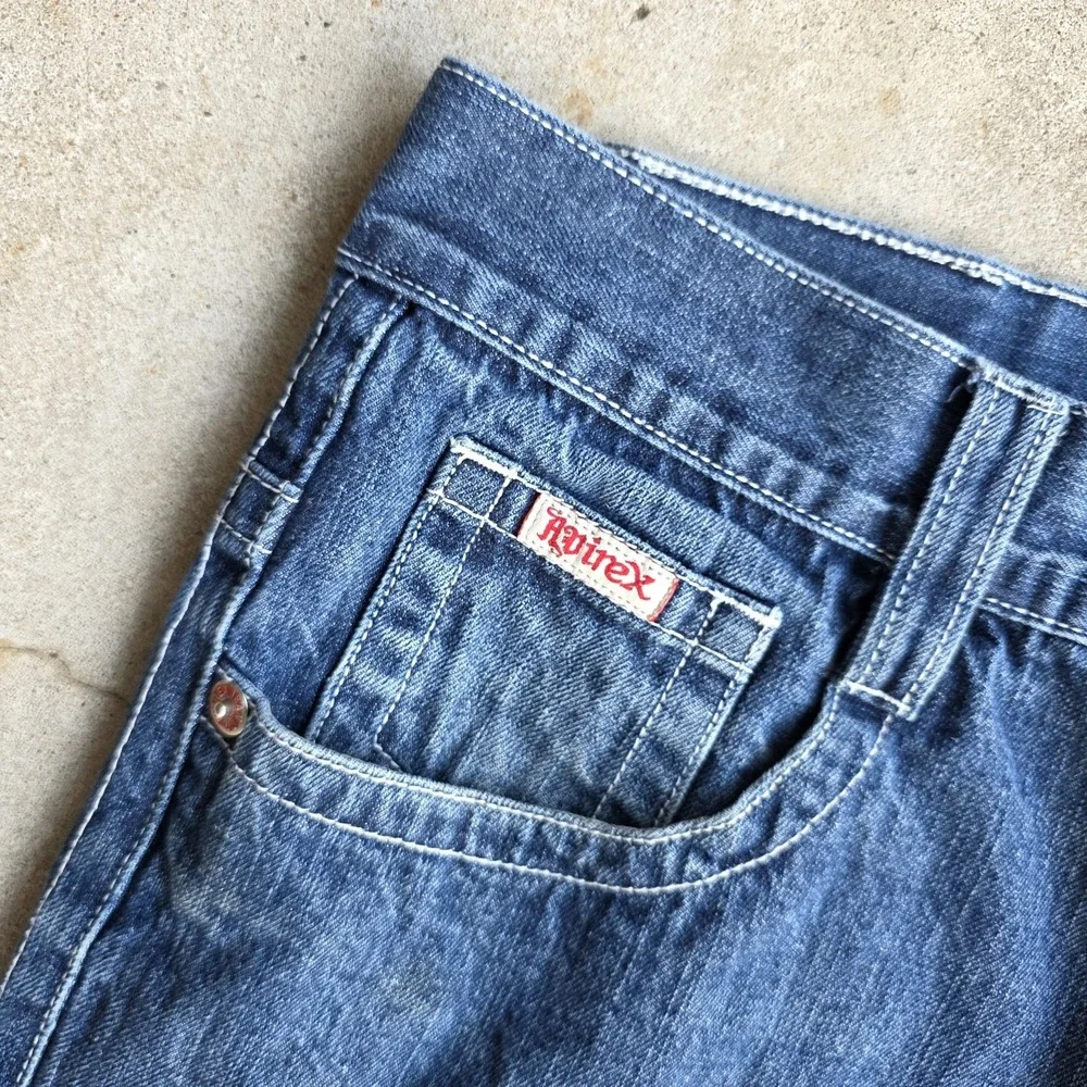 Avirex Baggy Wide Leg Jeans Size 38 (36x31) Blue Y2K Skater Grunge 90s Vintage